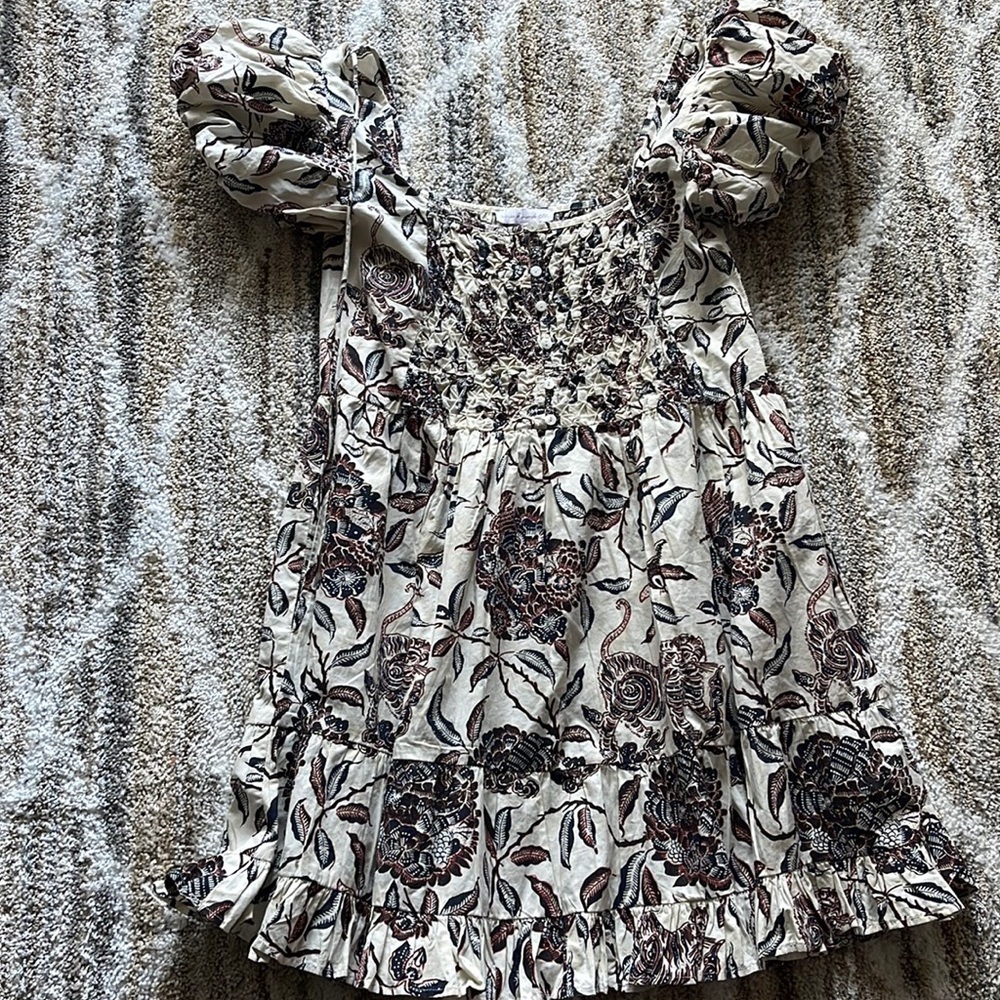 House of Harlow 1960 babydoll floral puff sleeve cream dress